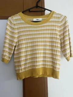 WEGO イエローとホワイトストライプ 半袖ニット