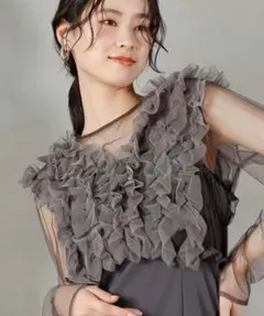 美品 kanaカナ チュール ボリューム フリル ベスト 3点セット M 結婚式