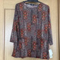 【新品未使用】　花柄　七部袖　シャツ　カットソー　チュニック　薄手　L〜LL