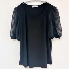 89th+MADISON ドット柄 パフスリーブ トップス M 黒 大人かわいい