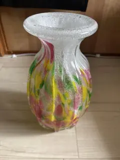 カラフル模様のガラス花瓶　美品
