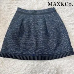 極美品　MAX&Co.　ツイードミニスカート　ネイビー　ゴールド　M相当のサムネイル