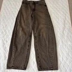 GU ジーユー バレルレッグジーンズ ブラウン Sサイズ