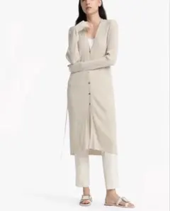 Theory luxe セオリーリュクスリブ編み　ロングカーディガン ベージュのサムネイル