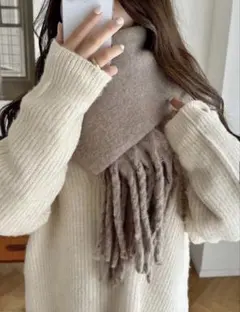 新品 GRL 起毛フェイクウールフリンジボリュームマフラー fo1250