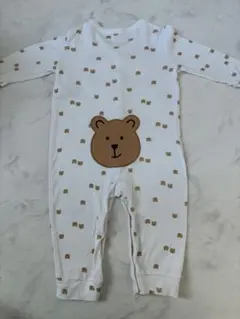 クマの顔プリントロンパース