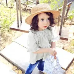 Annikaアニカ新品ライトグレーゆるトップス9号110-120