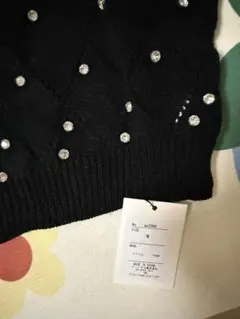 GRL ビジュー付き 半袖ニット ブラック M