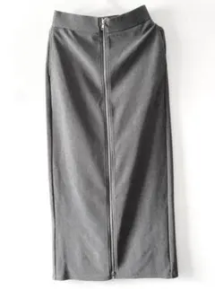 GU フロントジップナローロングスカート Mサイズ　グレー