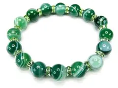 グリーンアゲートブレスレット10mm厳選縞入り4A品天然石豪華デザイン石街1