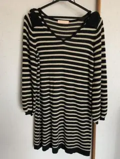 BEAMSHEART ボーダーワンピース 長袖 ニット ※肩難有