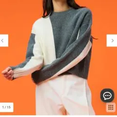 美品✨ベイジ 2025年モデル リネン混半袖プルオーバーギャザーニット