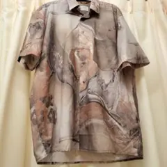 訳あり・ULMA CHECKS アロハシャツ 半袖 ベージュ系