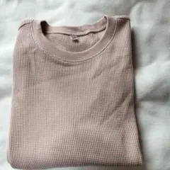 UNIQLO ワッフル生地 ピンク トレーナー S