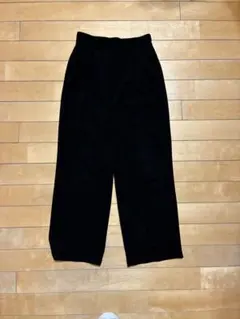 黒 ワイドパンツ スラックス ゴムウエスト