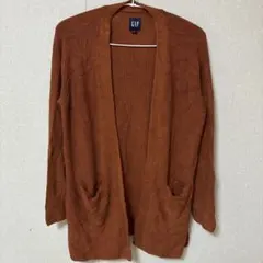 GAP ロングカーディガン XL 茶色 綿混 秋 2XL相当 ビッグ レンガ