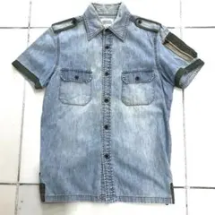 ＡＶＩＲＥＸ パッチワーク デニムシャツ ミリタリーシャツ 美品 Ｍ