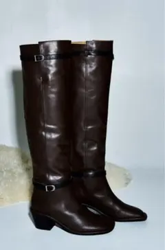 ニーハイブーツ/LE TALON GRISE/レザーダブルベルトニーハイ