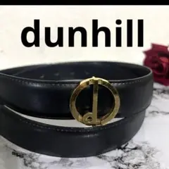dunhill 黒 ベルト 金色バックル