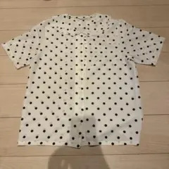 ホワイト ブラックドット 半袖シャツ