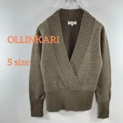 OLLINKARI オリーブグリーン Vネックニット a091④