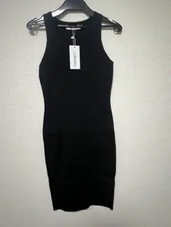 ブラック ノースリーブ ニットワンピース