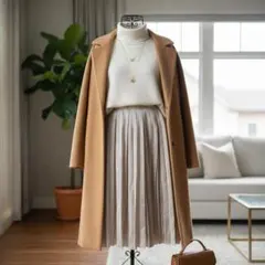 【美品】モディファイ　プリーツスカート ベージュ サイズ42