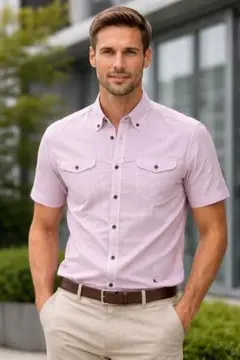 バーバリーブラックレーベル 半袖シャツ ピンク ストライプ サイズ2