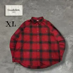 美品 Goodfellow オンブレ シャドーチェック ネルシャツ 赤 黒 XL