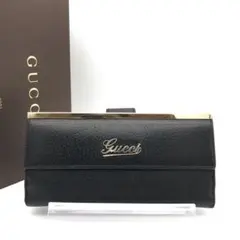正規品　美品　グッチ財布　グッチ長財布　グッチメタルプレートロゴ　レザー
