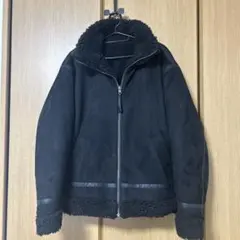 【CLEL】 リバーシブルフェイクムートンジャケット ブラック S