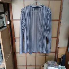 ストライプカーディガン Lサイズ ブラック/ホワイト/グレー