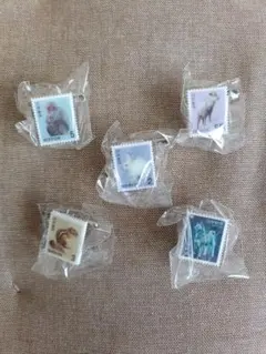 切手アクリルバッジ 5種セット