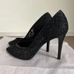 DIANA ブラック グリッターチュール　ヒール9cm