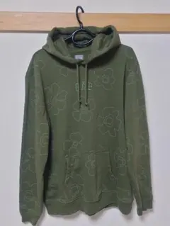 GAP 花柄 フード付きパーカー オリーブグリーン L