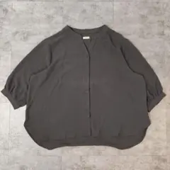 noannu 七分袖ブラウス グレー 古着 昭和レトロ vintage80's