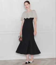 【LEJA】オフショルダーパフスリーブバリエ マーメイドワンピースロングドレス セール】【LEJA】2WAYオフショルダーパフスリーブバリエマーメイド