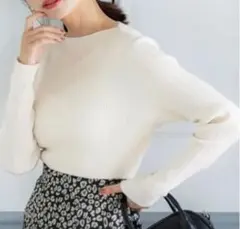 coca ボートネック リブニットトップス