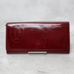 1016 Cartier カルティエ ハッピーバースデー 長財布 ボルドー 総柄 