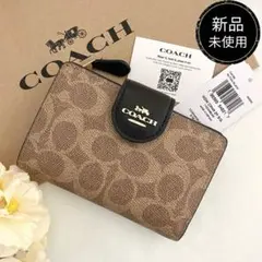 超新作 新品☆COACH コーチ 折り財布 カーキ シグネチャー リボン