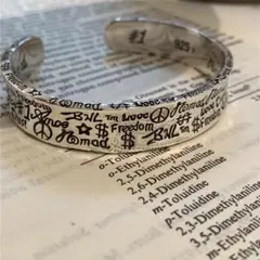 ブレスレット メンズ バングル ナバホ シルバー 英字 シルバー ヴィンテージ