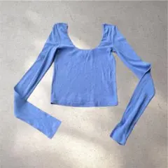 y2k 平成 クロップド　バッグオープンリブカットソー　パープル