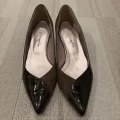 Kanematsu ハイヒール 23.5cm ブラウン スエードxエナメル