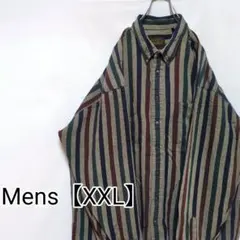T86【US輸入】エディーバウアー　長袖シャツ【メンズXXL】ストライプ