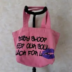 BABy sHoop ピンク キャンバス トートバッグ テキストプリントのサムネイル