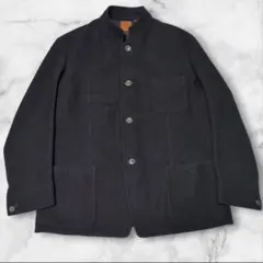 美品✨45R 縮絨ウール ジャケット スタンドカラー ダークネイビー XL