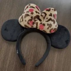 Disney ミニー ヒョウ柄リボン カチューシャ