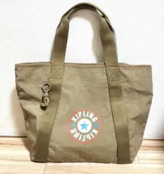 Kipling カーキ トートバッグ