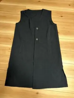 しまむら　ロングジレ　ベスト　ブラック　L