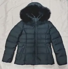 INDIVI 黒 フォックスファー ダウンジャケット 40 フード付ダウンコート